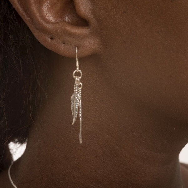 Royal Mile Silver - double silver feather earrings