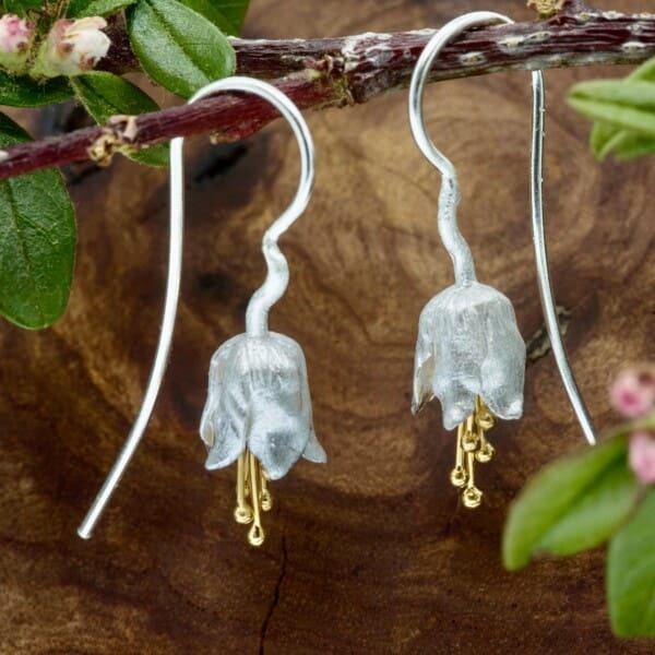 Royal Mile Silver - Scottish bluebell handcrafted brushed sterling silver earrings